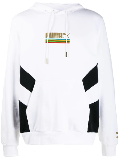 Puma Tfs Panelled Logo Hoodie In White