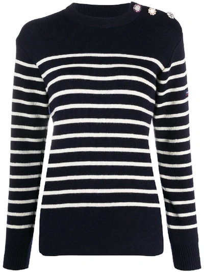 Marc Jacobs Striped Long-sleeve Jumper In Blue