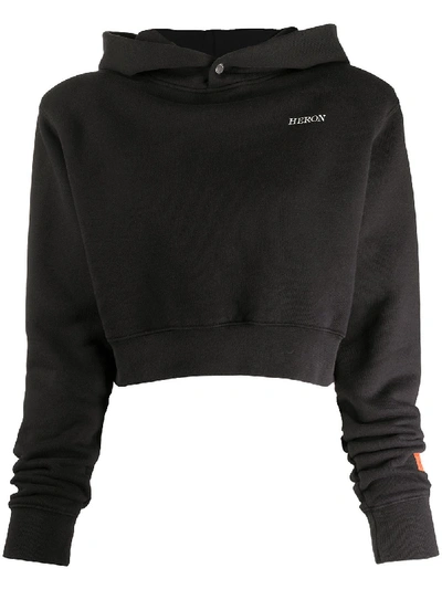 Heron Preston Cropped Hooded Sweatshirt In Black