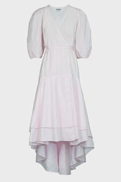 Ganni Printed Cotton Poplin Dress In Pink