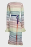 ROLAND MOURET RHINE RAINBOW-STRIPE CREPE DRESS,852956