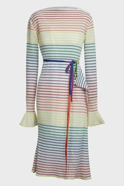 Roland Mouret Rhine Rainbow-stripe Crepe Dress