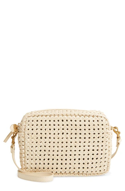 Clare V Midi Sac Woven Leather Crossbody Bag In Cream