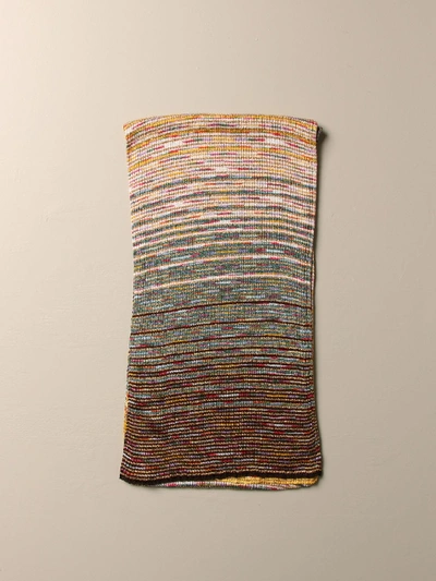 Missoni Viscose Blend Scarf With Lurex Multi-stripes In Yellow