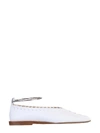 Jil Sander White Whipstitch Anklet Ballerina Flats In Bianco