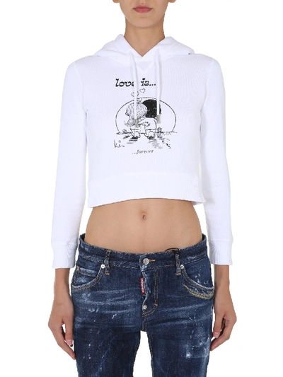 Dsquared2 Cropped Sweatshirt In Bianco