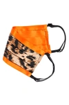 L Erickson Peace Ii Adult Pleated Reversible Cotton Face Mask In Orange/ Congo Cheetah