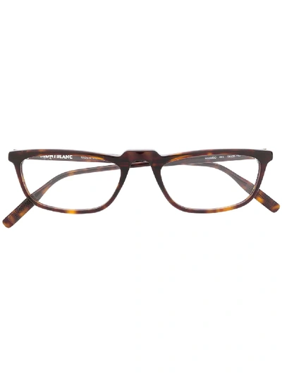 Montblanc Eckige Brille In Schildpattoptik In Black