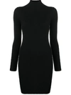 Wolford Ribbed-knit Wool And Cotton Minidress In Black