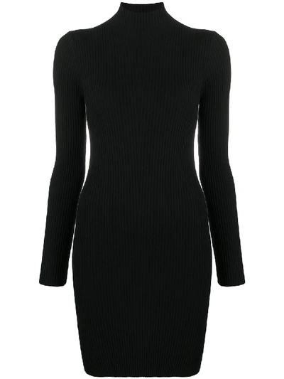 Wolford Ribbed-knit Wool And Cotton Minidress In Black