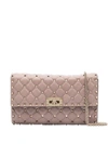 Valentino Neutral Rockstud Medium Leather Shoulder Bag In Neutrals