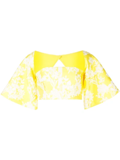 Alexis Oliana Floral Jacquard Top In Yellow