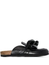 Jw Anderson Chain-trimmed Leather Slippers In Black
