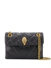 Kurt Geiger Quilted Calf Leather Shoulder Bag With Gold-tone Clasp In Black