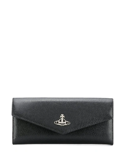 Vivienne Westwood Anglomania Orb Long Wallet In Black