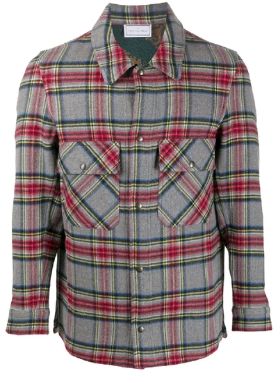 Pierre-louis Mascia Pancake Plaid Wool Shirt In Grey