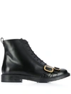 TOD'S LACE UP ANKLE BOOTS WITH BUCKLE DETAILING