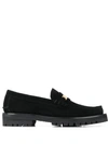 VERSACE LOGO PLAQUE SUEDE LOAFERS