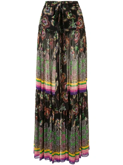 Alexis Erris Floral-print Crepe Maxi Skirt In Black