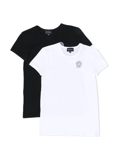 Young Versace Teen Two-pack Logo Print T-shirt In Black