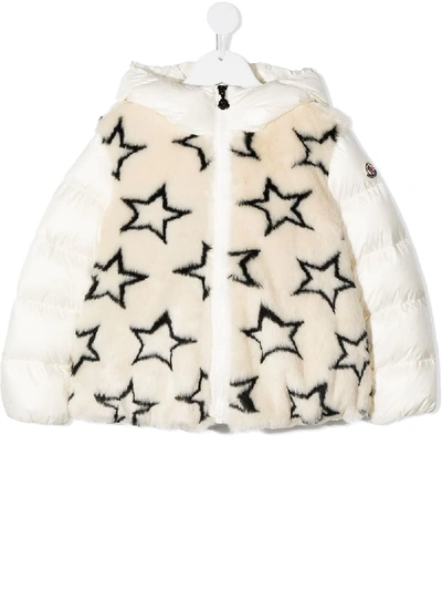 Moncler Kids' Lady Faux Fur & Nylon Down Jacket In White