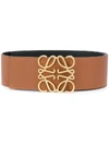Loewe Anagram Reversible Leather Belt In Tan Black