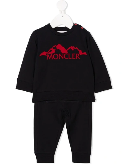 Moncler Babies' Two-piece Logo Sweatshirt & Trousers Set In Blu