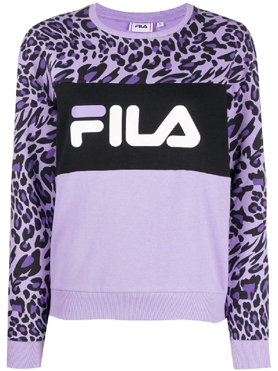 Fila Leopard-print Sweatshirt In Purple