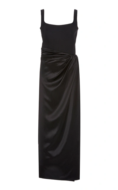 Brandon Maxwell Wrap-effect Stretch-silk And Silk-satin Midi Dress In Black