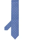 Ferragamo Gancio Woven Print Tie In Blue