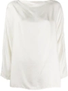 DANIELA GREGIS BOAT-NECK SATIN BLOUSE