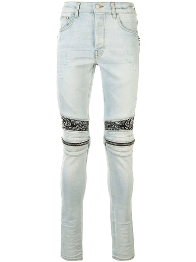 Amiri Mx2 Bandana-patch Skinny Jeans In Blue