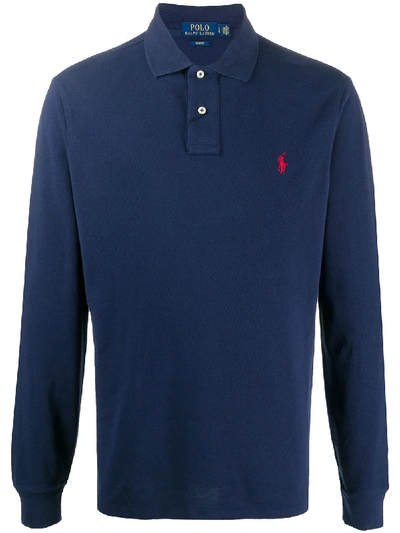 Polo Ralph Lauren Long-sleeved Polo Shirt With Classic Collar In Blue