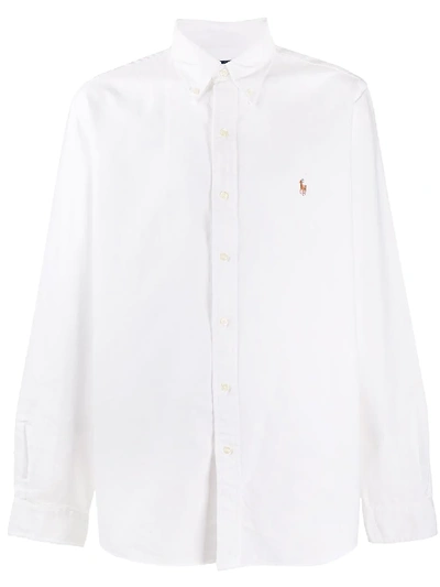 Polo Ralph Lauren Classic Fit Long Sleeve Striped Cotton Oxford Button Down Shirt In White