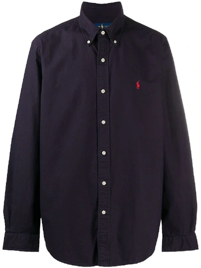 Polo Ralph Lauren Slim-fit Button-down Collar Brushed-cotton Shirt In Black