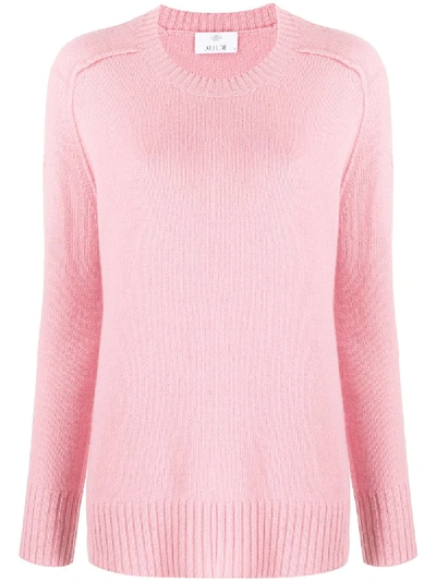 Allude Ribbed-trim Crew Neck Jumper In Pink