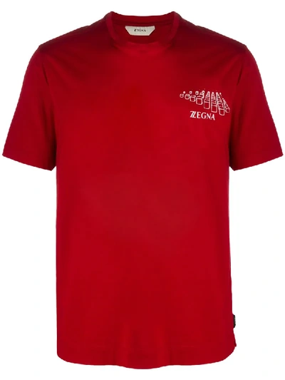 Ermenegildo Zegna Logo Print Short-sleeve T-shirt In Red