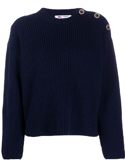 Ports 1961 Crew Neck Knitted Jumper In Blue
