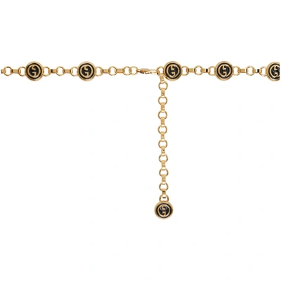 Gucci Logo-embellished Gold-tone Chain Belt In 8192 Gld/bl