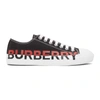 BURBERRY BLACK & RED LARKHALL M LOGO SNEAKERS