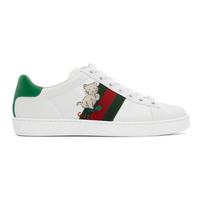 Gucci New Ace Embroidered Tennis Sneaker In White