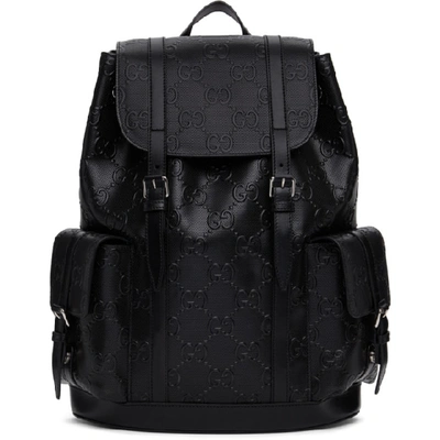 Gucci Black Gg Embossed Backpack In 1000 Black