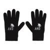 OFF-WHITE BLACK WOOL LOGO GLOVES