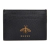 GUCCI BLACK LEATHER BEE CARD HOLDER