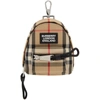 BURBERRY BEIGE VINTAGE CHECK BACKPACK KEYCHAIN