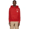 AMI ALEXANDRE MATTIUSSI AMI ALEXANDRE MATTIUSSI RED OVERSIZED AMI DE COEUR HOODIE