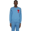 Ami Alexandre Mattiussi Men's Ami De Coeur Intarsia Wool-blend Sweater In Blue