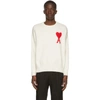 Ami Alexandre Mattiussi Ami Paris Men White Crewneck Sweater With Adc Embroidery On The Front In Wool Man