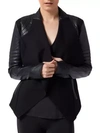 Blanc Noir Drape-front Contrast Jacket In Black