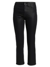 7 FOR ALL MANKIND Black Coated High-Rise Slim Kick Jeans